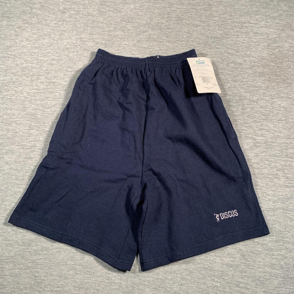 Discus Athletic Shorts Mens Medium Navy Pocket Short Jersey Elastic Waist NWT